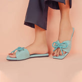 Regina Bow Accent Ice Blue Sliders