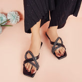 Regina Sparkle Braid Black Sliders
