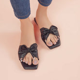Regina Bow Accent Black Sliders