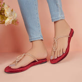 Regina Braided Maroon Flats