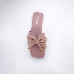 Regina Bow Accent Pink Sliders