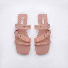 Regina Triple Strap Peach Sliders