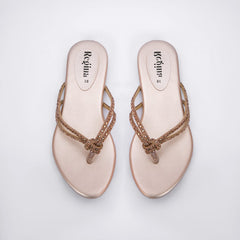 Regina Embellished Knot Golden Flats