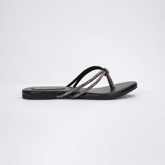 Regina Embellished Knot Black Flats