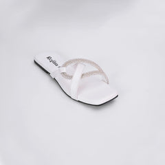 Regina Sparkle Braid White Sliders