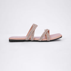 Regina Embellished Double Strap Pink Sliders