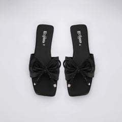 Regina Bow Accent Black Sliders