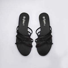 Regina Multi Strap Black Sliders