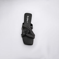 Regina Sparkle Braid Black Sliders