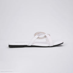 Regina Sparkle Braid White Sliders