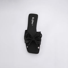 Regina Bow Accent Black Sliders