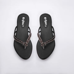 Regina Embellished Knot Black Flats