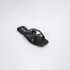 Regina Sparkle Braid Black Sliders