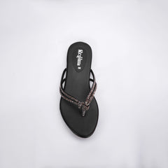 Regina Embellished Knot Black Flats