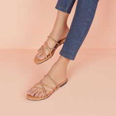 Regina Multi Strap Brown Sliders