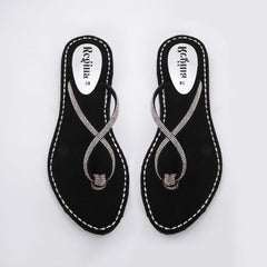 Regina Black Velvet Sandals