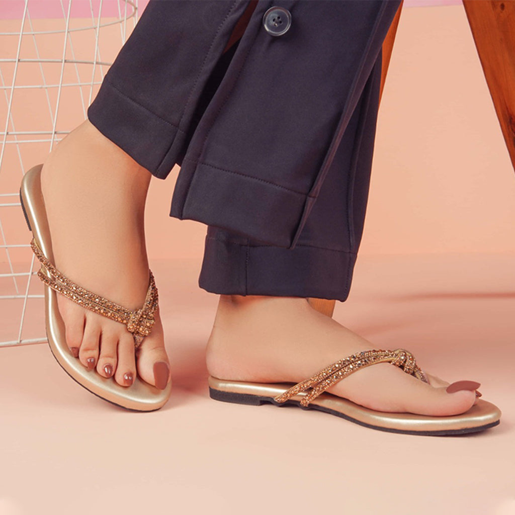 Regina Embellished Knot Golden Flats