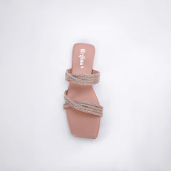 Regina Embellished Double Strap Pink Sliders