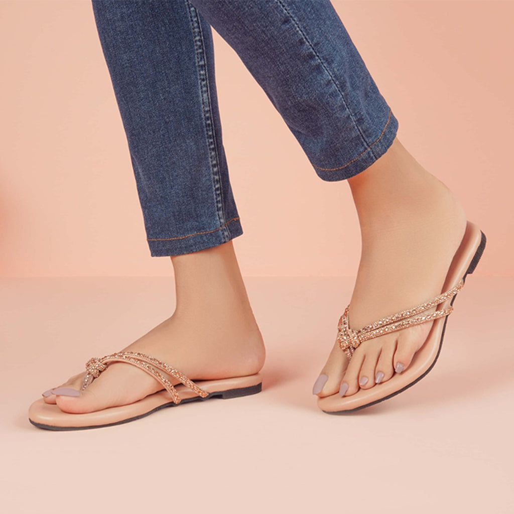 Regina Embellished Knot Peach Flats