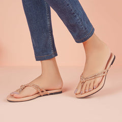 Regina Embellished Knot Peach Flats