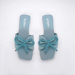 Regina Bow Accent Ice Blue Sliders