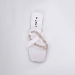Regina Sparkle Braid White Sliders