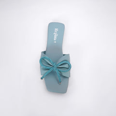 Regina Bow Accent Ice Blue Sliders