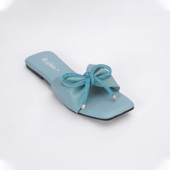 Regina Bow Accent Ice Blue Sliders