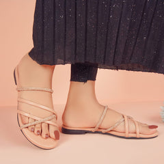 Regina Multi Strap Peach Sliders